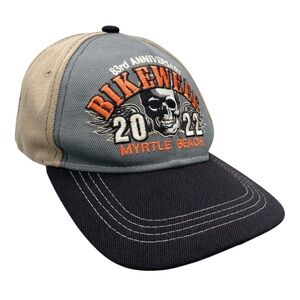 Myrtle Beach Bike Week 2022 Skull and Wings Embroidered Baseball Hat